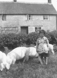 Corner House c 1950 Janet Legge (Davis) at Corner House (Now demolished)